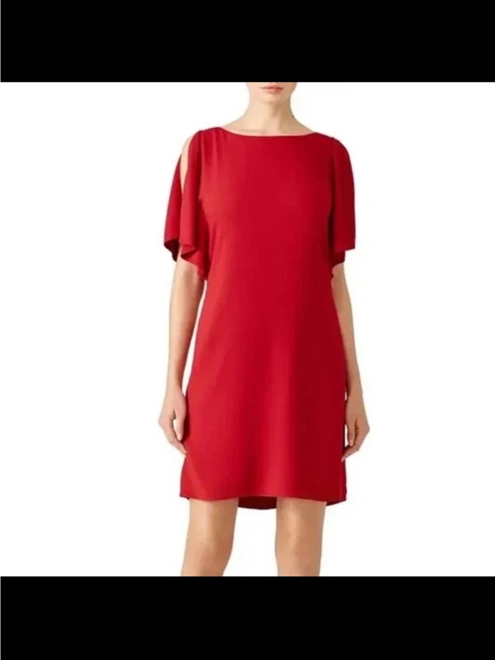 Theory Andzelika Rosina Crepe Red Flutter-Sleeve Mini Dress size 0 - Picture 16 of 16